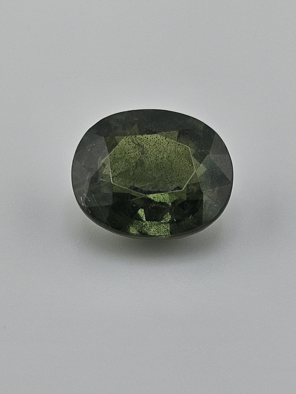 Certified 5.77ct. Oval Deep Green Faceted Sapphire Gemstone-Heated Only